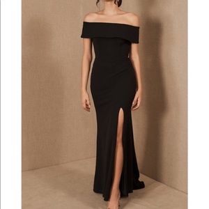 Black BHLDN off the shoulder delice dress